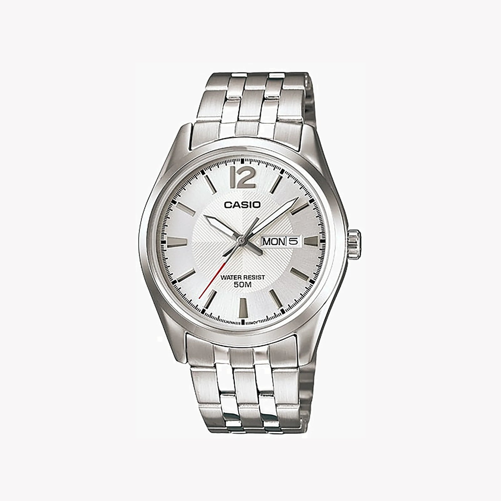 Casio Men's Silver Stainless Steel Watch, White Dial | Mtp-1335d-7avdf by i-watch