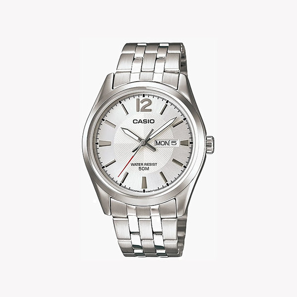 Casio Men's Silver Stainless Steel Watch, White Dial | Mtp-1335d-7avdf by i-watch