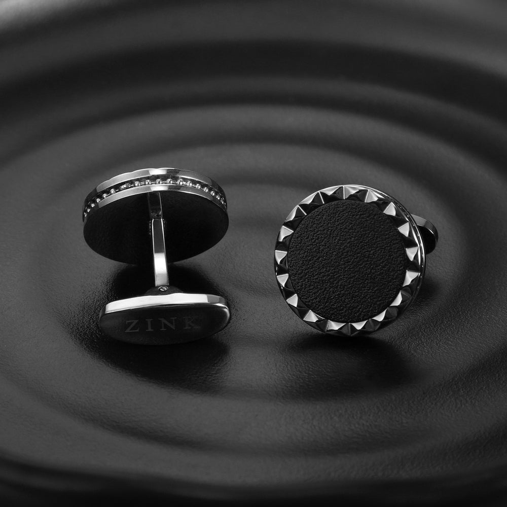 Zink Men's Silver & Black Stainless Steel Cufflinks | Zjcl003s by i-watch