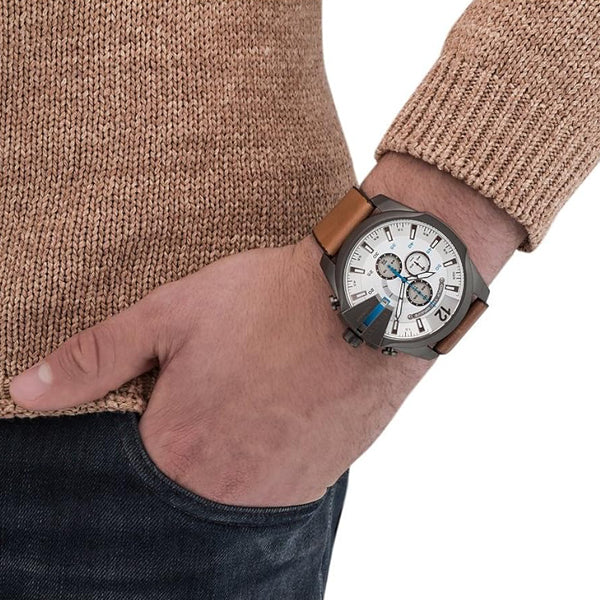 DIESEL DZ4280 ADVENTURE TIMEPIECE - BOLD BLACK STAINLESS STEEL & RICH BROWN LEATHER-i-Watch-4