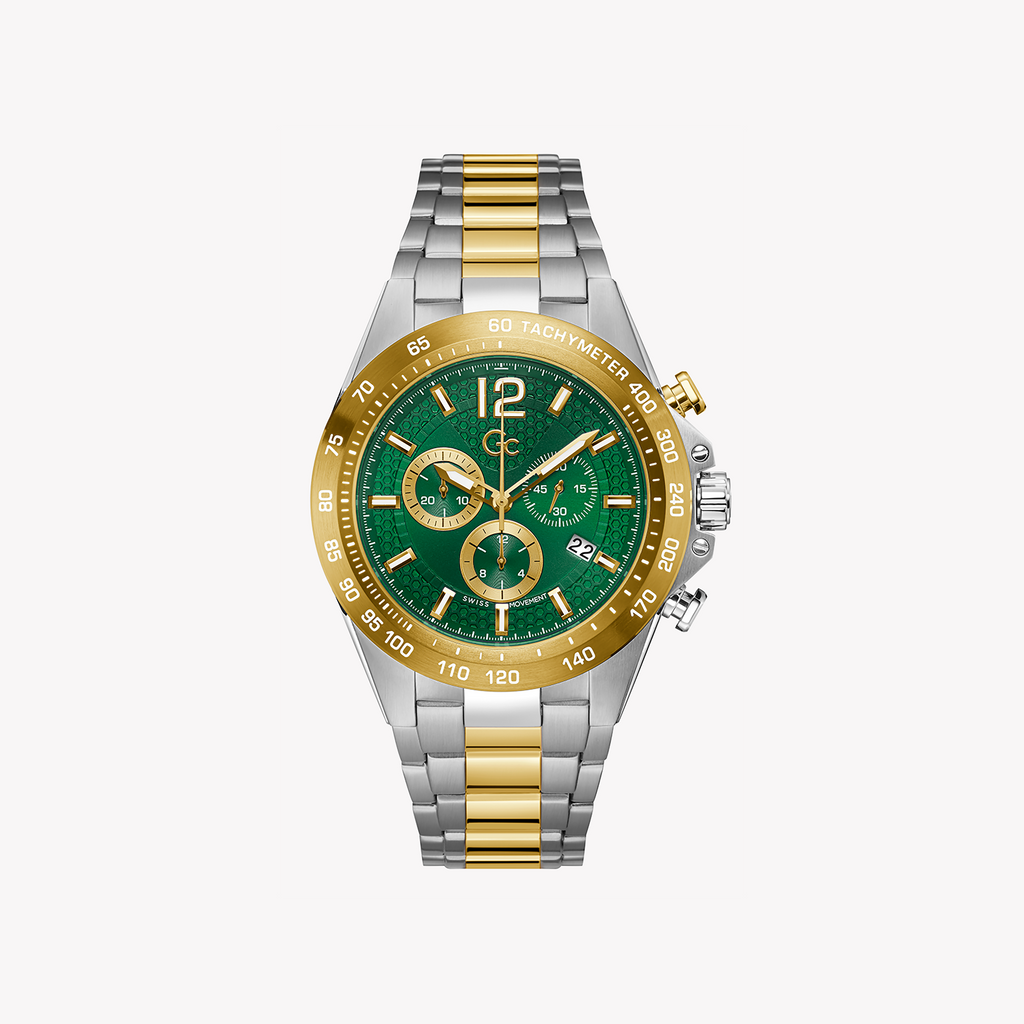 GUESS COLLECTION Z07008G9MF - ELEGANT FEMININITY TIMEPIECE WITH BOLD GREEN DIAL & GOLD/SILVER FINISH