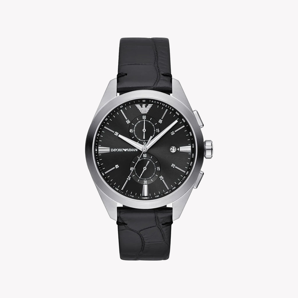 EMPORIO ARMANI AR11542 - MODERN MAN'S STYLISH TIMEPIECE WITH BLACK DIAL & LEATHER BAND