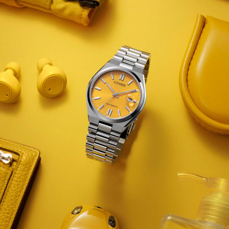 Citizen Men's Silver Stainless Steel Watch, Yellow Dial | Nj0150-81z by i-watch