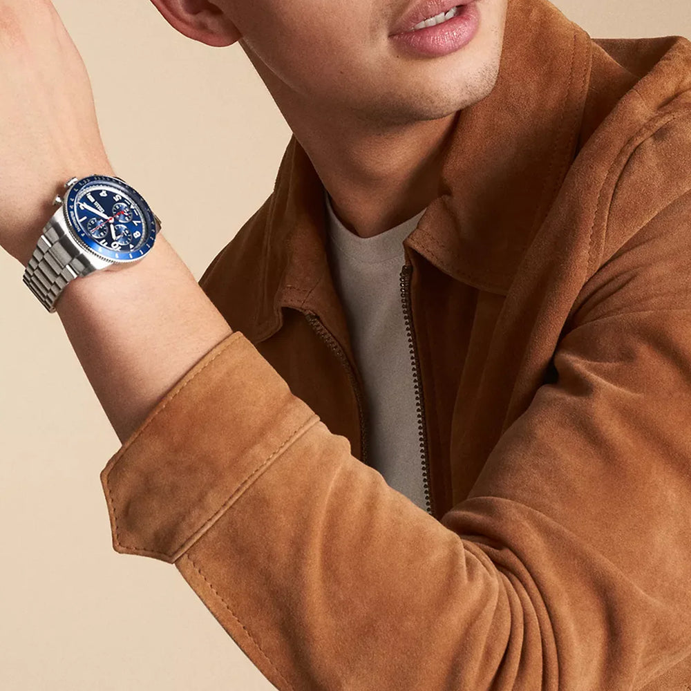 Fossil Men's Silver Watch, Blue Dial | Fs6047 by i-watch