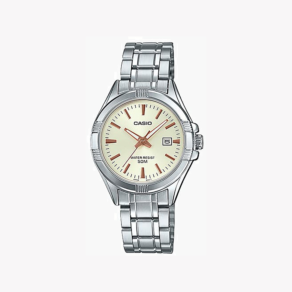 CASIO Women's Watch with Silver Stainless Steel Case and Silver Stainless Steel Band