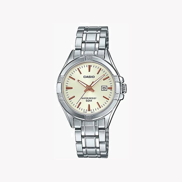 Casio Women's Silver Watch, Beige Dial | Ltp-1308d-9av by i-watch