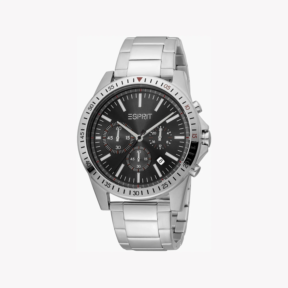 Esprit Men's Silver Stainless Steel Watch, Black Dial | Es1g008m0025 by i-watch