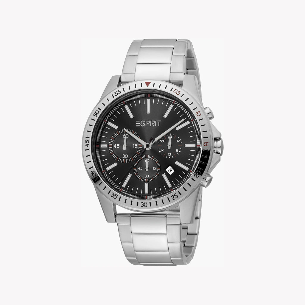 ESPRIT MEN'S STAINLESS STEEL TIMEPIECE - CLASSIC BLACK DIAL & SILVER BAND ELEGANCE