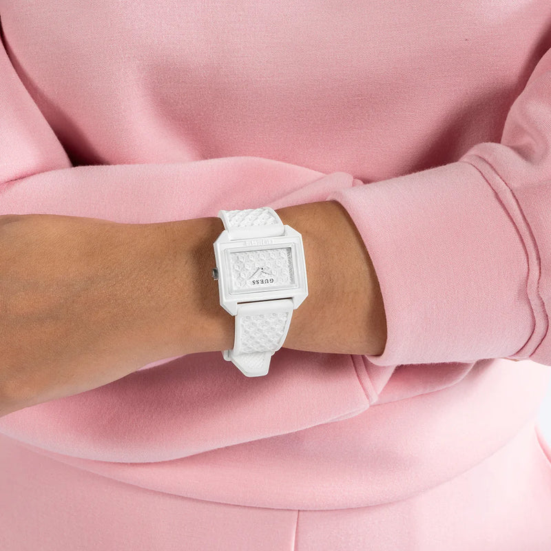 Guess Women's White Silicone Watch, Biobased Nylon Case | Gw0677l1 by i-watch