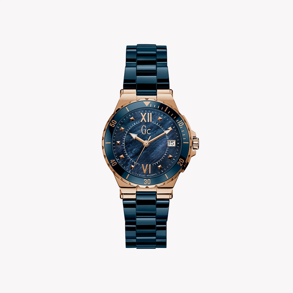 Guess Men's Rose Gold & Blue Watch, Stainless Steel | Y42003l7 by i-watch