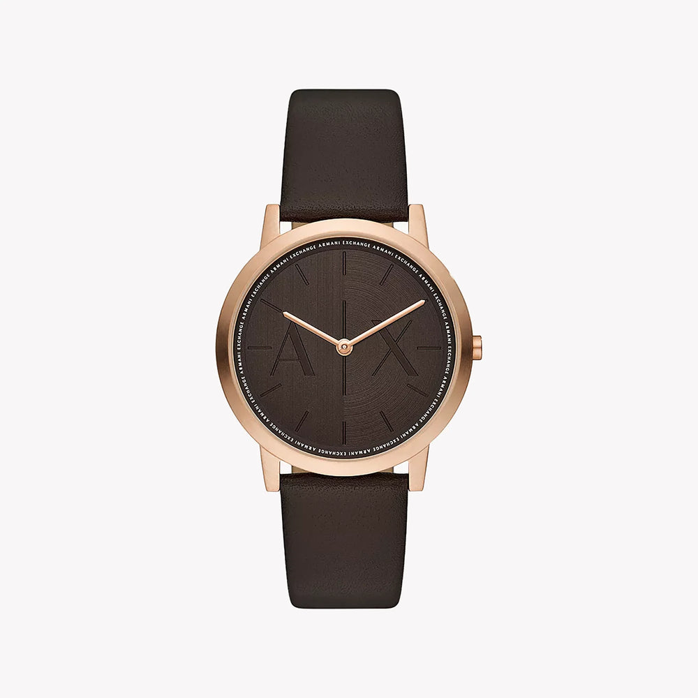 A|X Armani Exchange Men's Brown Leather Watch, Gold | Ax2873 by i-watch