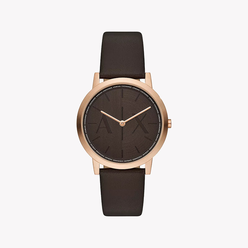 A|X Armani Exchange Men's Brown Leather Watch, Gold | Ax2873 by i-watch