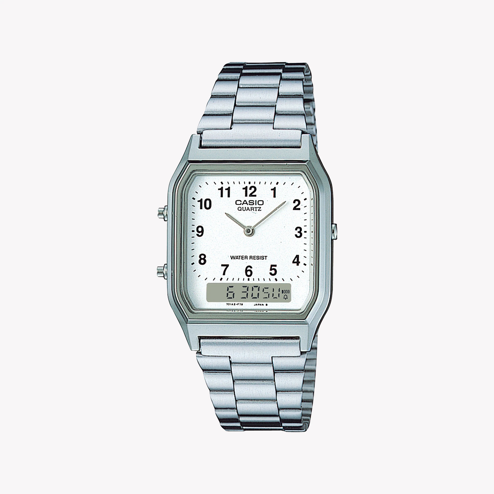 Casio Unisex Silver Resin Watch, White Dial | Aq-230a-7bmq by i-watch