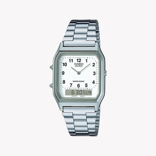Casio Unisex Silver Resin Watch, White Dial | Aq-230a-7bmq by i-watch