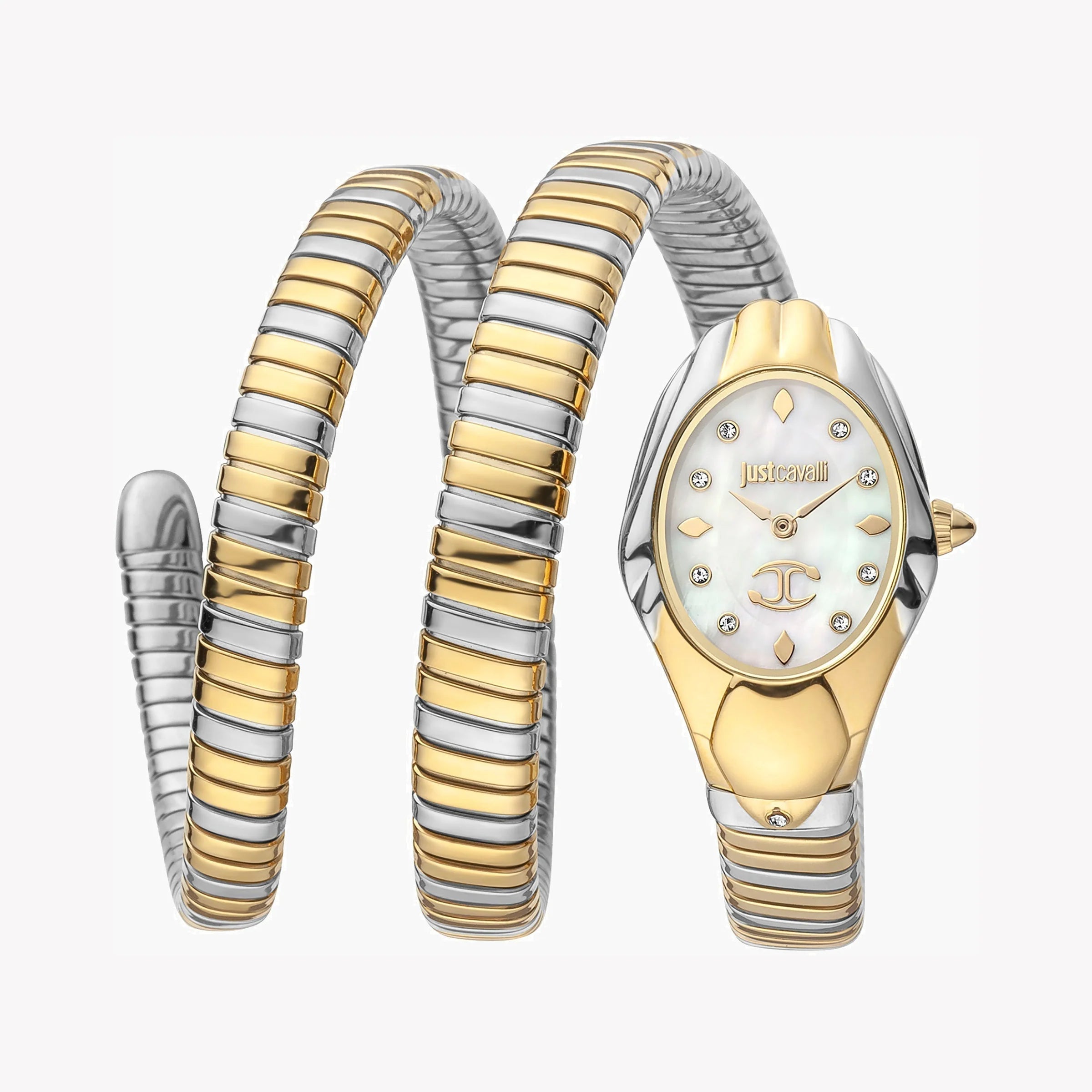 JUST CAVALLI Women's Watch with Silver & Gold Stainless Steel Case and Silver & Gold Stainless Steel Band