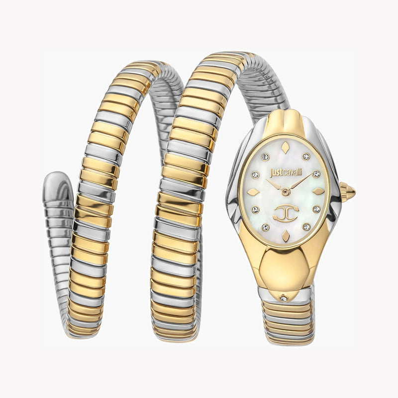 Just Cavalli Women's Silver & Gold Stainless Steel Watch, Stainless Steel Case | Jc1l184m0035 by i-watch