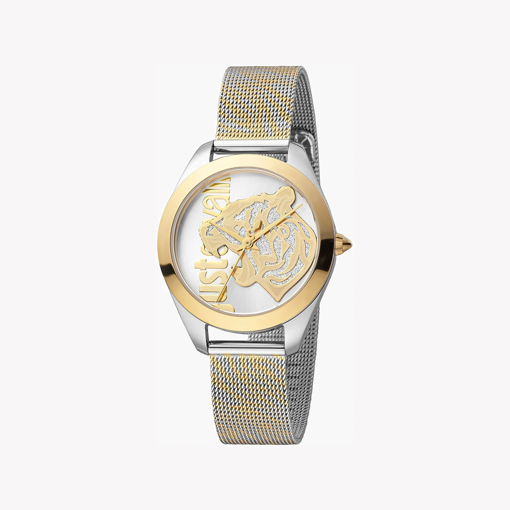 JUST CAVALLI Women's Watch with Silver & Gold Stainless Steel Case and Silver & Gold Stainless Steel Band