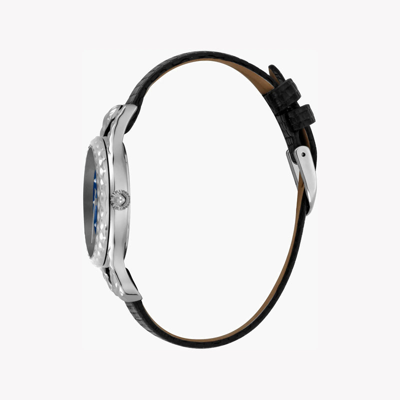 Just Cavalli Women's Black Leather Watch, Blue Dial | Jc1l125l0015 by i-watch