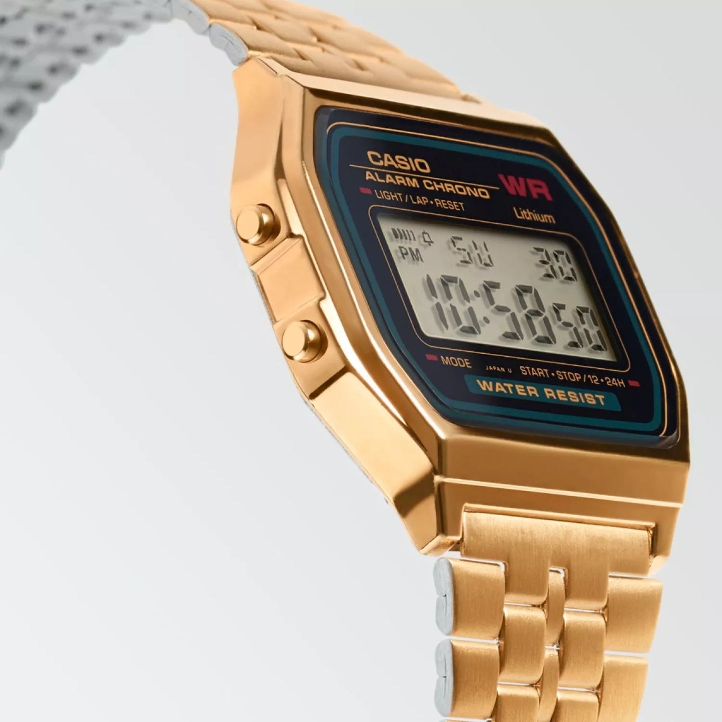 CASIO A159WGEA-1DF Analoge Unisex-Armbanduhr mit 33-mm-Gehäuse