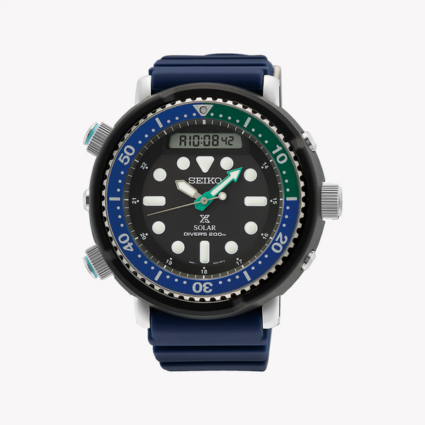 Seiko Men's Silver Stainless Steel, Dark Blue Silicone | Snj039p1 by i-watch
