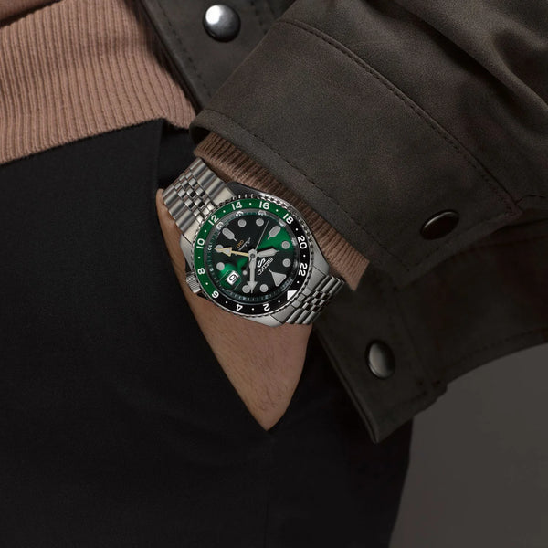 Seiko Men's Green Stainless Steel Watch, Silver Band | Ssk035k1 by i-watch