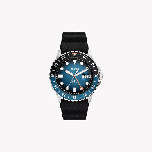 Fossil Blue GMT schwarze Silikonuhr FS6049