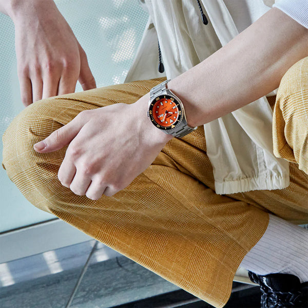 Seiko Men's Silver Stainless Steel, Orange Dial | Srpd59k1 by i-watch