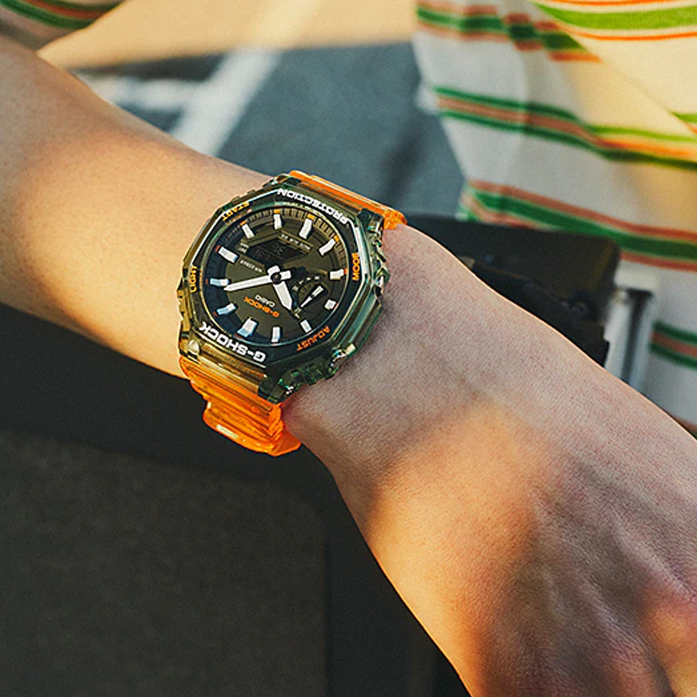 CASIO G-SHOCK GA-2100HC-4ADR - BOLD ADVENTURE SERIES Men's Watch with vibrant orange & green design-i-Watch-2
