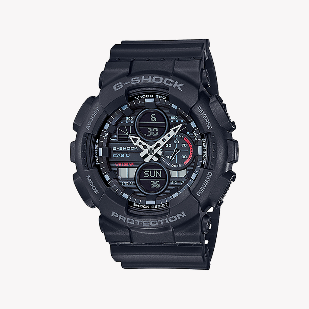 CASIO G-SHOCK GA-140-1A1DR - DURABLE ELEGANCE MEN'S SPORT WATCH with Black Resin & Bold Digital Dial