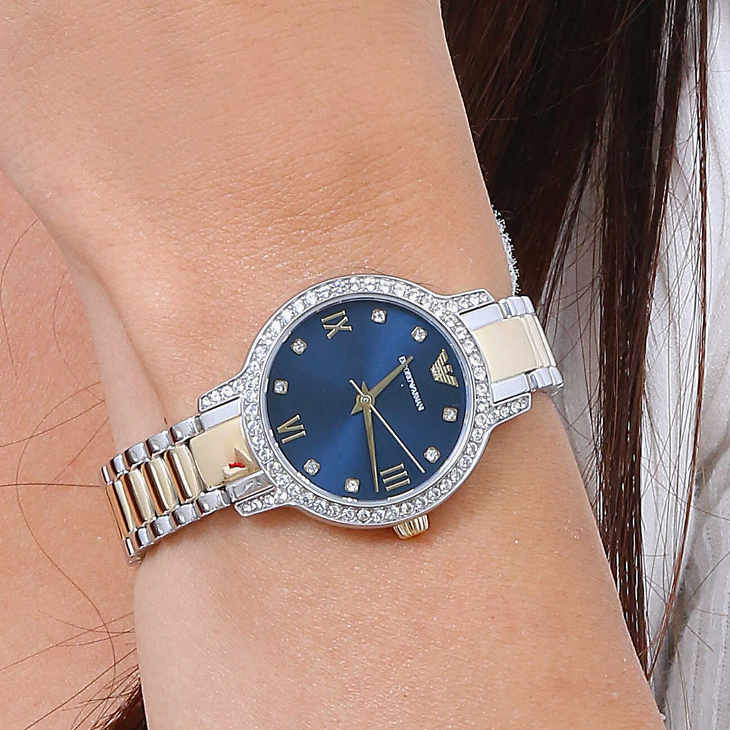 EMPORIO ARMANI Women's Watch with Silver Stainless Steel Case and Silver / Gold Stainless Steel Band-i-Watch-4