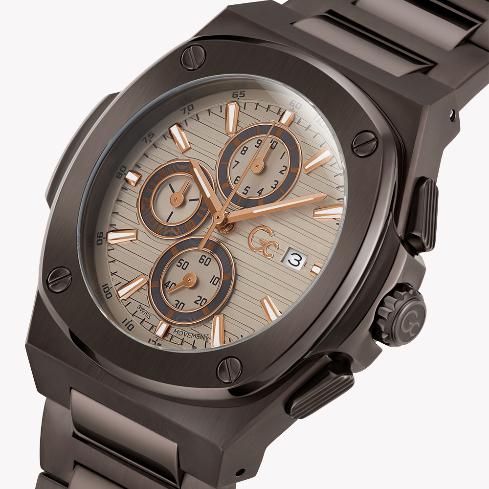 GUESS COLLECTION Y99013G1MF - BOLDLY ELEGANT MEN'S TIMEPIECE WITH STYLISH BROWN STAINLESS STEEL-i-Watch-4