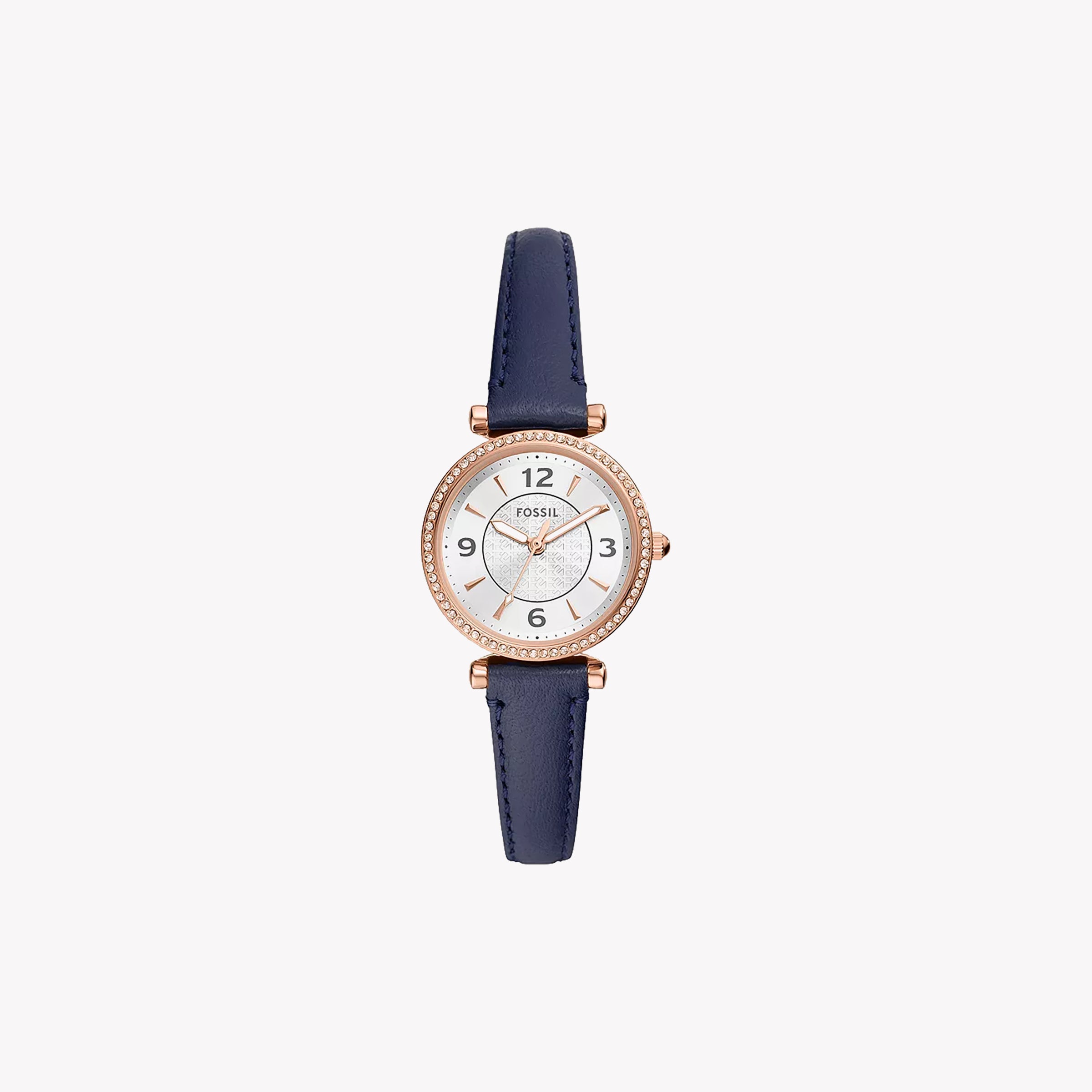 FOSSIL ES5295 ELEGANT CLASSIC - TIMELESS WOMEN'S WATCH WITH BLUE LEATHER STRAP & SILVER DIAL