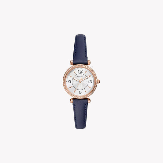 Montre Carlie à trois aiguilles en cuir LiteHide™ bleu marine ES5295