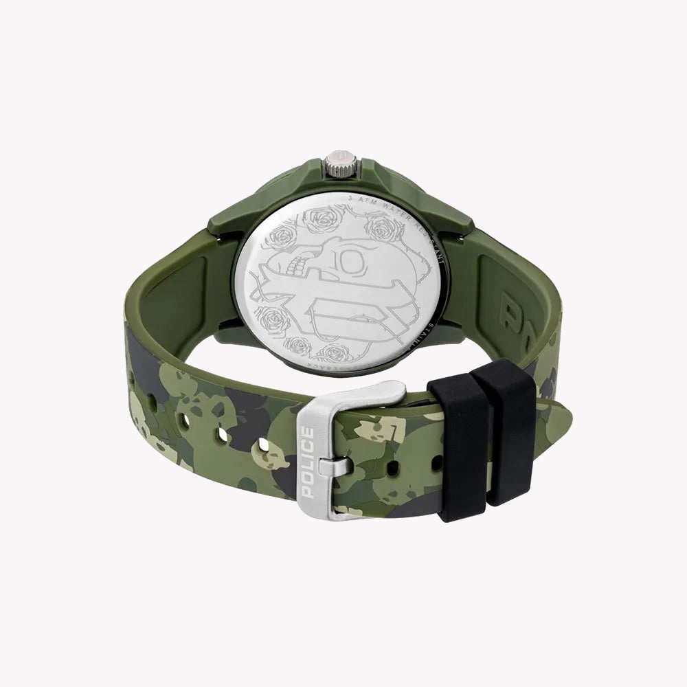 POLICE PEWUM2119563 – MODERN MEN'S SPORTY ELEGANCE TIMEPIECE with Green Rubber & Multicolour Band-i-Watch-3