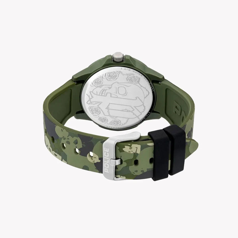Police Men's Green Rubber Watch, Multicolour Band | Pewum2119563 by i-watch
