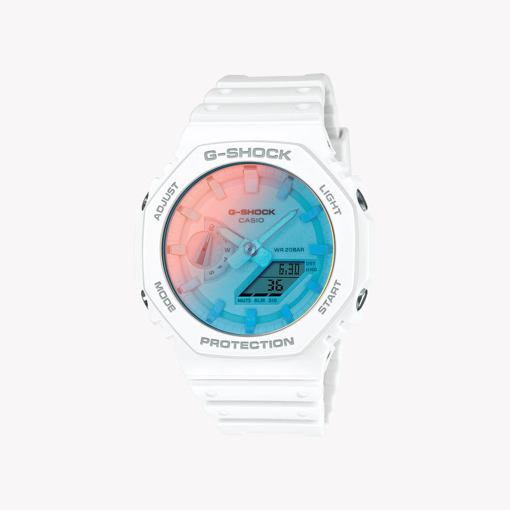 Casio Men's White Resin Watch, Blue Dial | Ga-2100tl-7aer by i-watch