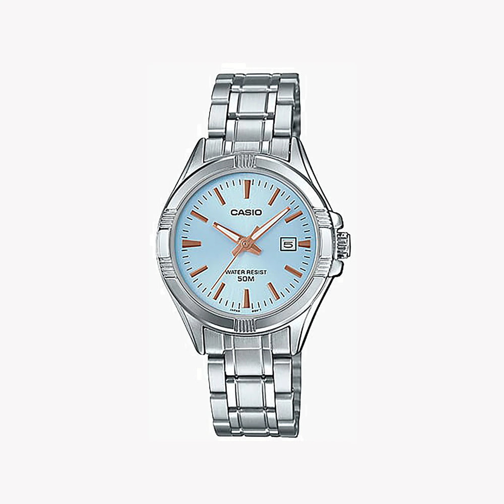 CASIO Women's Watch with Silver Stainless Steel Case and Silver Stainless Steel Band