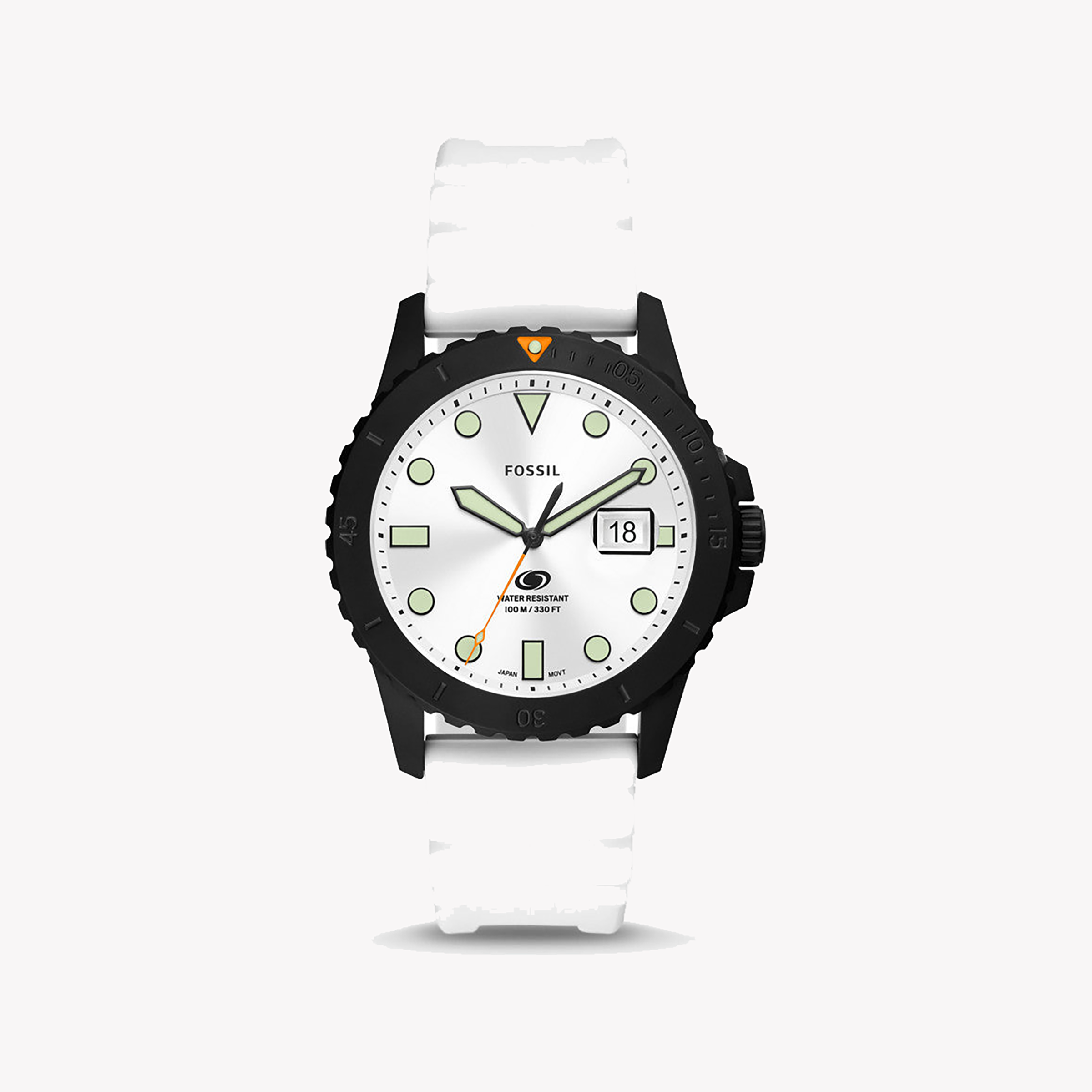 FOSSIL FS5999 DYNAMIC ELEGANCE - MEN'S QUARTZ WATCH WITH SLEEK WHITE DIAL & BLACK SILICONE BAND