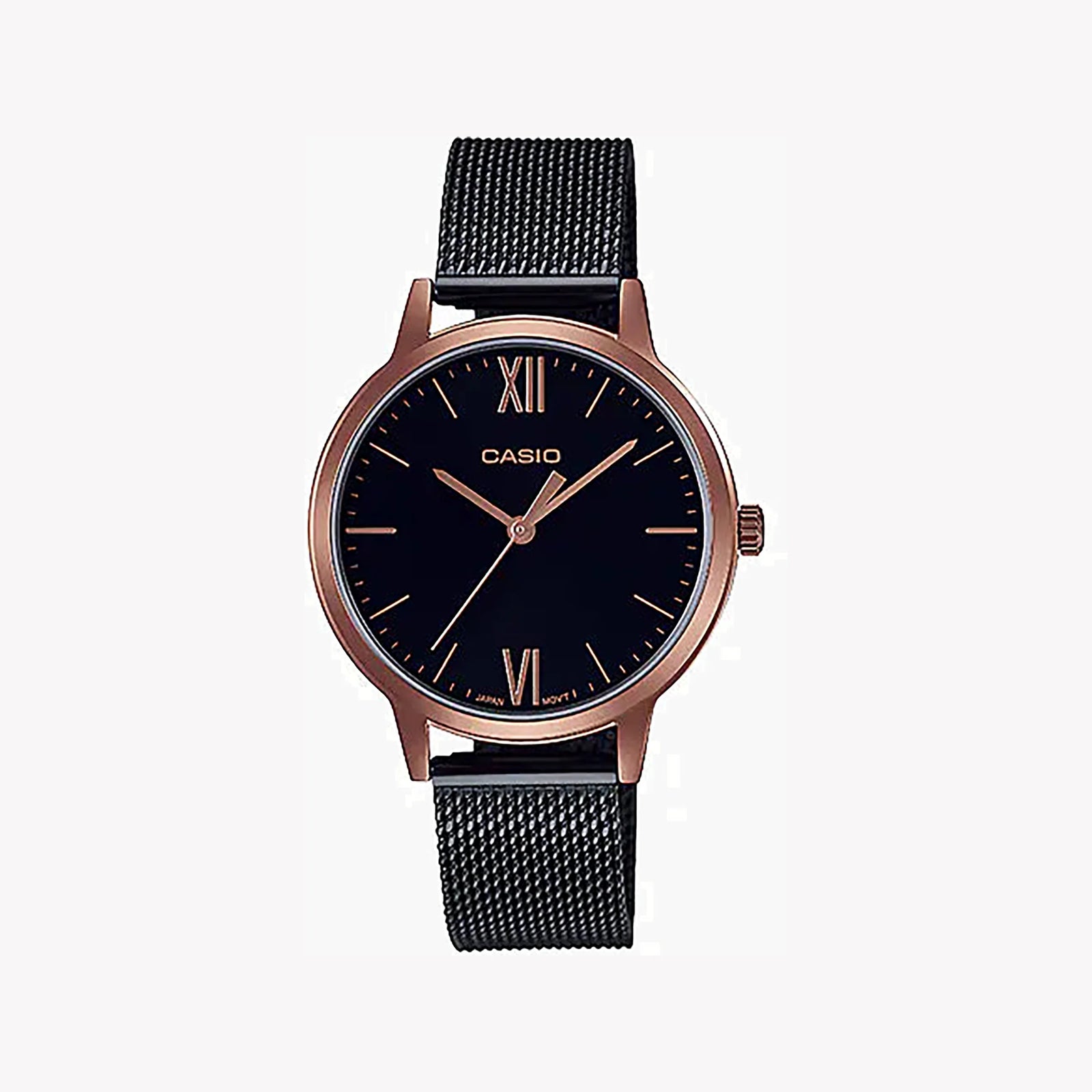 Casio Ltp-E157mrb-1bdf - Sporty Elegance Unisex Watch With Black Stainless Steel Band & Rose Gold Details by i-watch