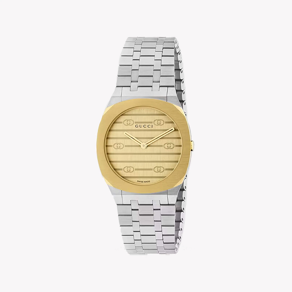 GUCCI YA163502 REFINED ALLURE - LUXURY WOMEN'S TIMEPIECE WITH GOLD DIAL & SILVER-GOLD CASE