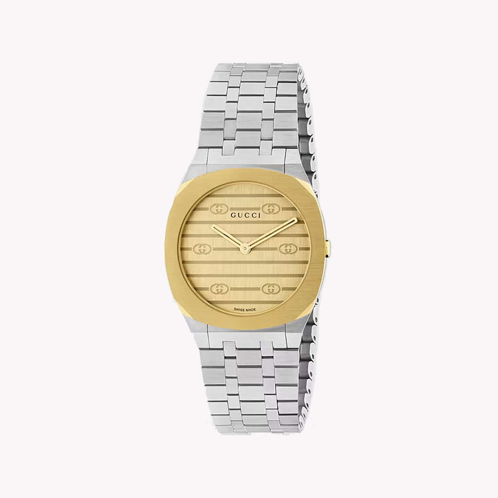 GUCCI YA163502 REFINED ALLURE - LUXURY WOMEN'S TIMEPIECE WITH GOLD DIAL & SILVER-GOLD CASE
