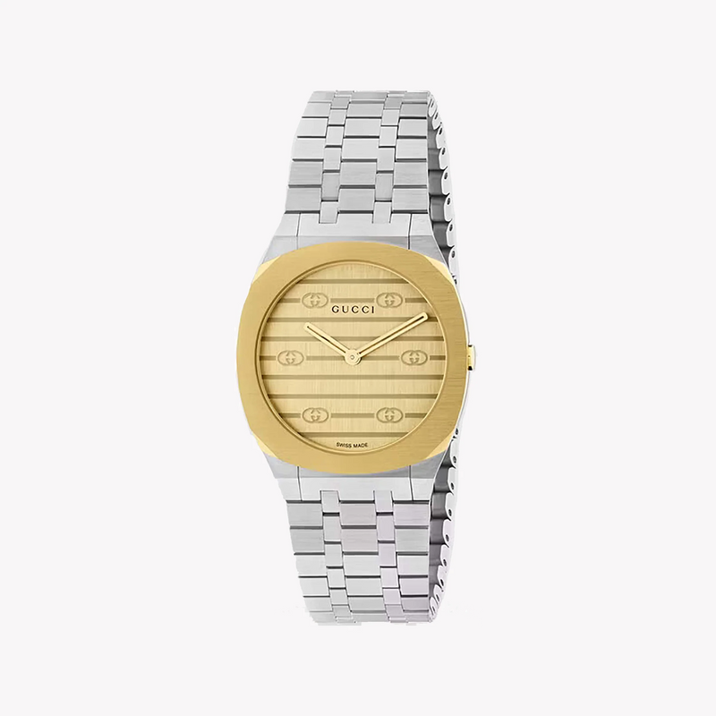 GUCCI YA163502 REFINED ALLURE - LUXURY WOMEN'S TIMEPIECE WITH GOLD DIAL & SILVER-GOLD CASE