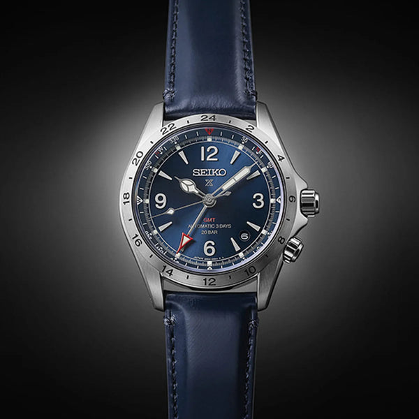 Seiko Men's Stainless Steel Blue Leather, Silver/Blue | Spb377j1