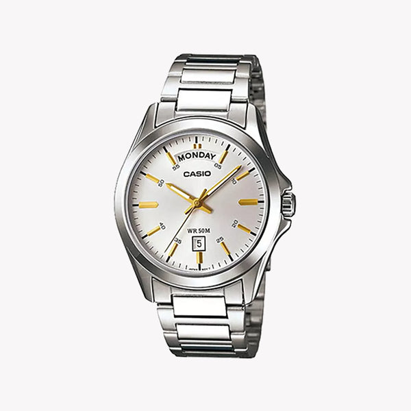 Casio Men's Silver Stainless Steel Watch, Silver Dial | Mtp-1370d-7a2vdf by i-watch