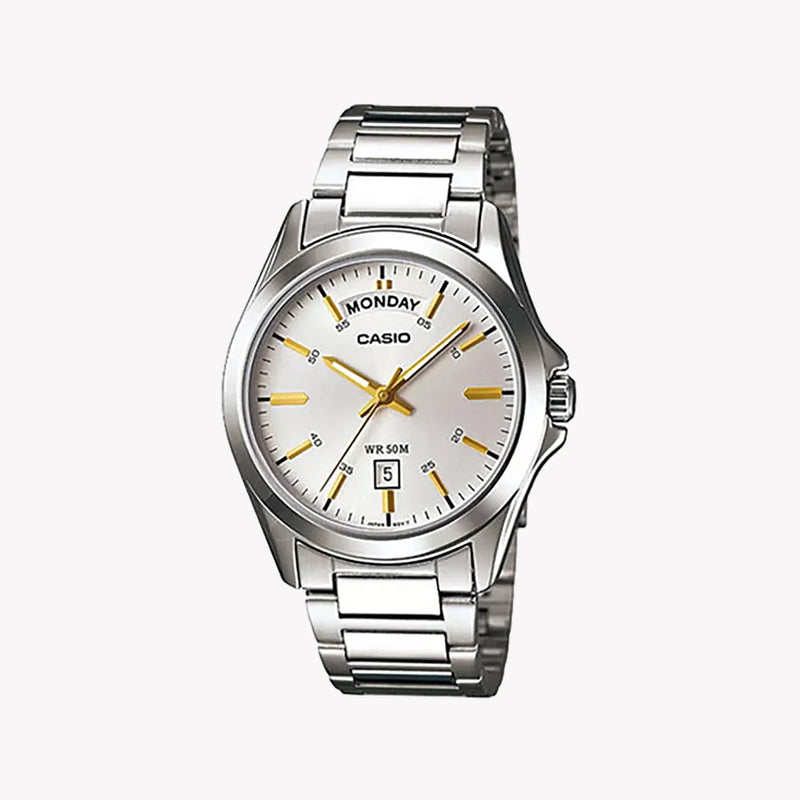 Casio Men's Silver Stainless Steel Watch, Silver Dial | Mtp-1370d-7a2vdf by i-watch