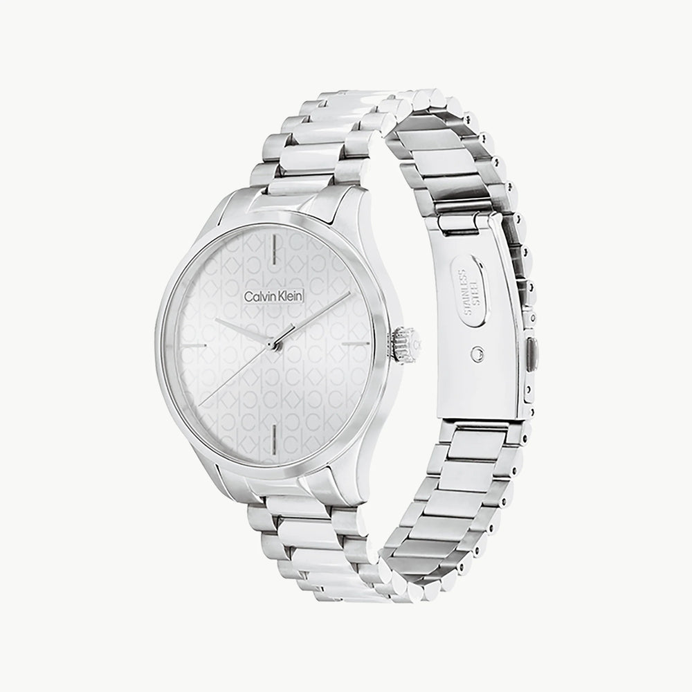 Ck Calvin Klein Men's Silver Stainless Steel Watch, White Dial | K1c21116a by i-watch