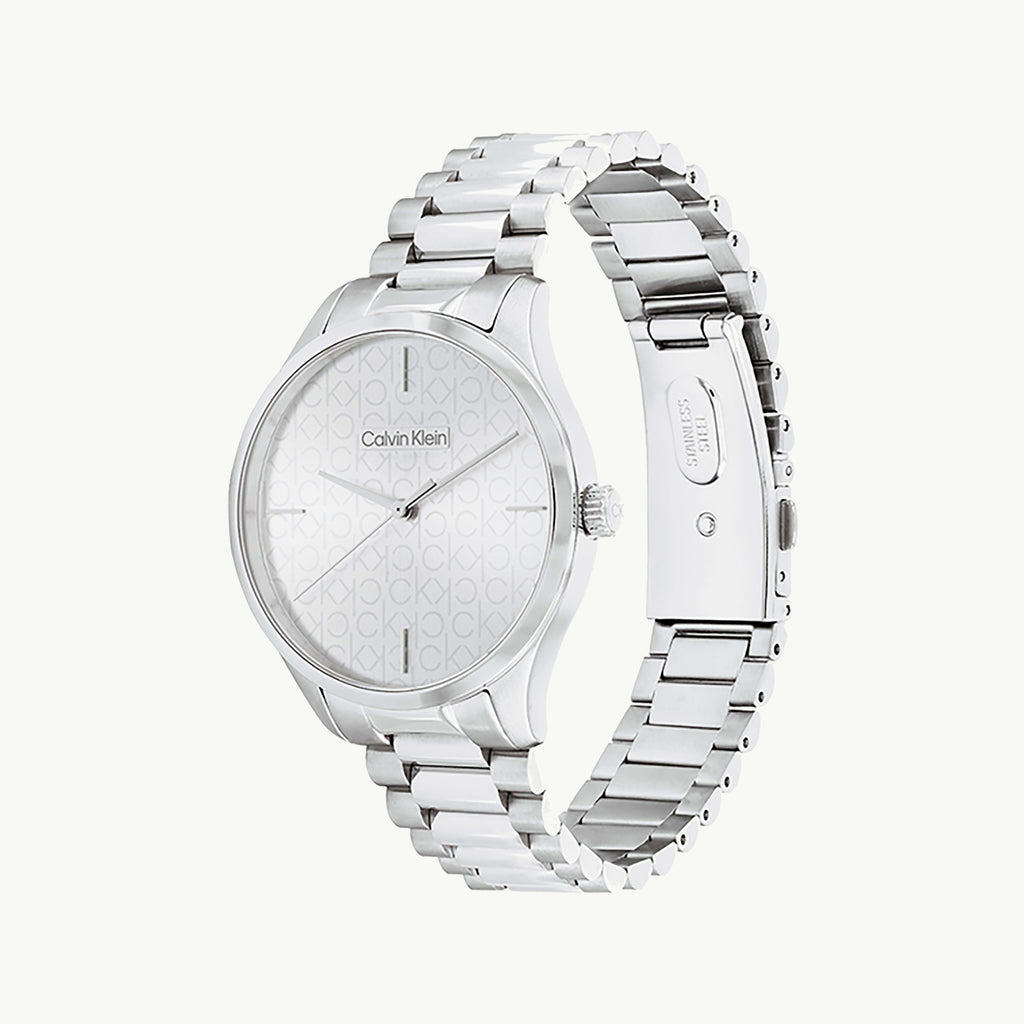 CK CALVIN KLEIN NEW COLLECTION - ELEGANT SILVER STAINLESS STEEL WOMEN'S WATCH WITH WHITE DIAL-i-Watch-2