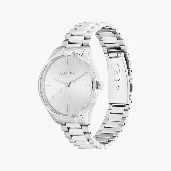 Ck Calvin Klein Men's Silver Stainless Steel Watch, White Dial | K1c21116a by i-watch