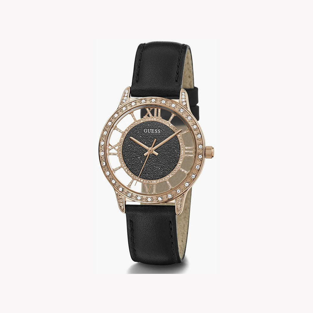 GUESS GW0376L2 ELEGANT TIMEPIECE - CHIC ROSE GOLD & BLACK LEATHER WOMEN'S WATCH-i-Watch-4