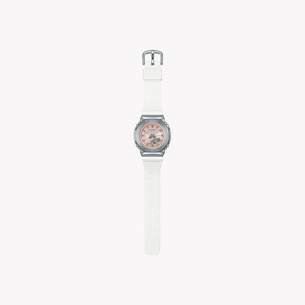 Casio Unisex Silver Resin & Stainless Steel Watch, Rose Gold Dial | Gm-S2100ws-7aer by i-watch